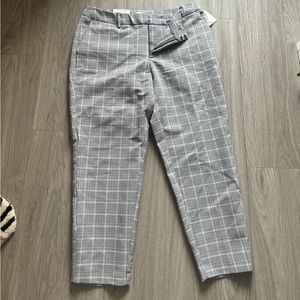 Plaid Mid-Rise Slim Ankle Trousers